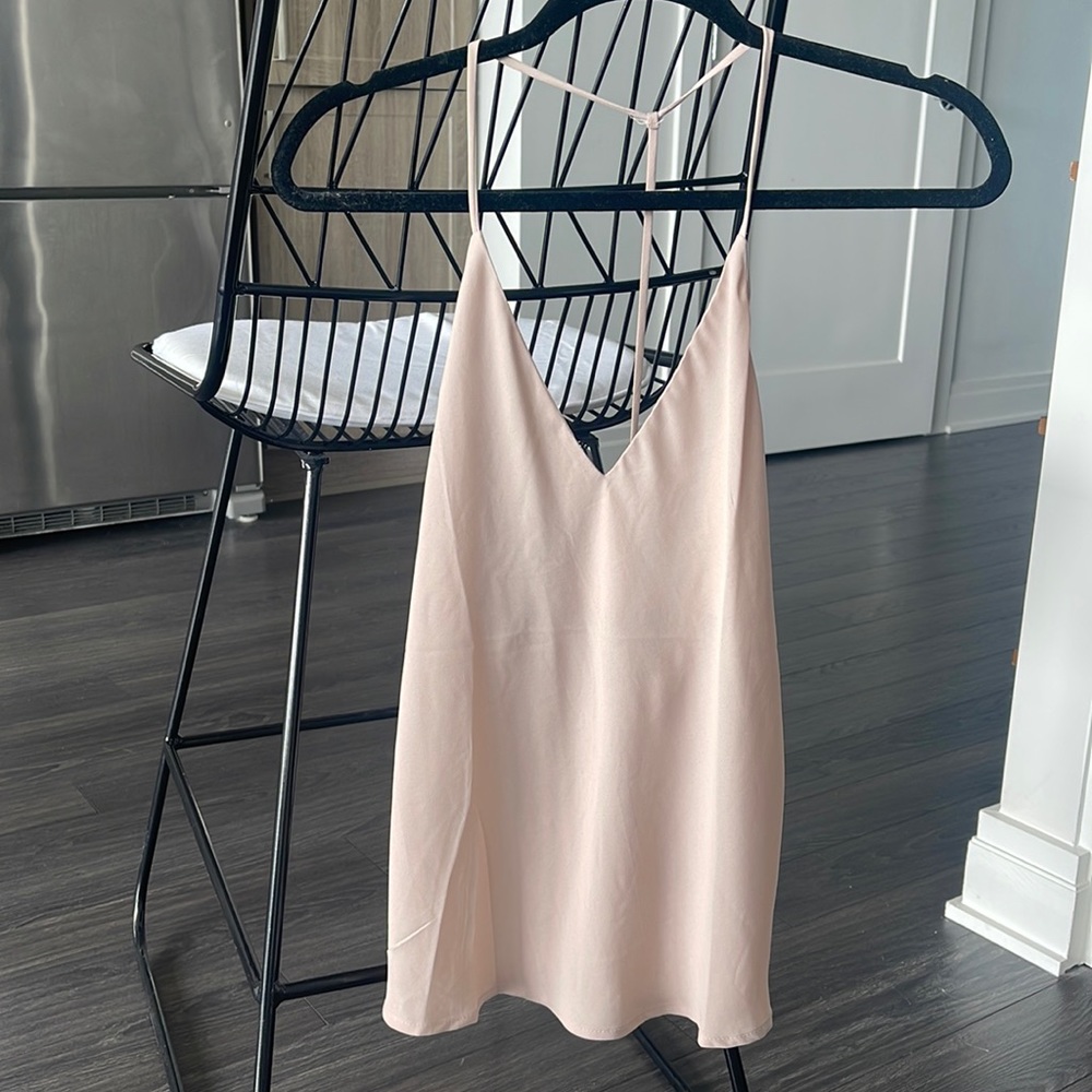 Nude polyester flowy tank top